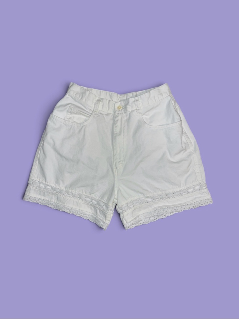 Vintage White crochet Lace-Trim Women's Shorts
